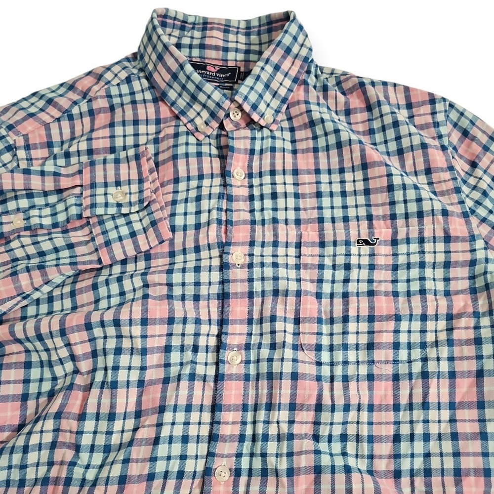 Vineyard Vines Performance Slim Fit Tucker Shirt Large 100% Polyester